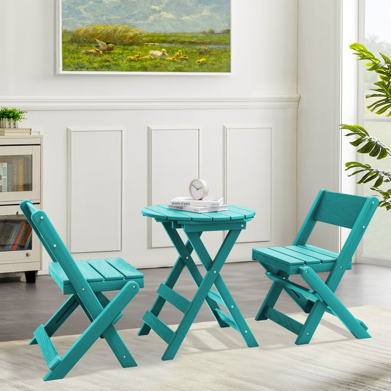 Ensemble repas d'extérieur pliant pour 2 personnes, Bleu