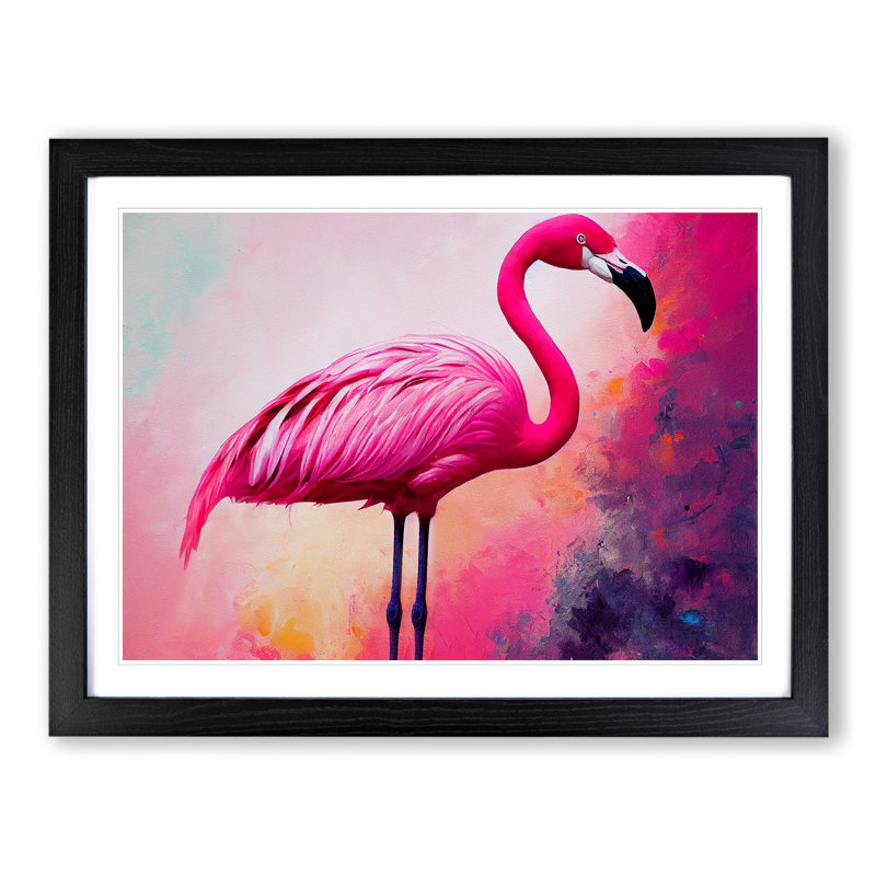 Cosmopolitan Flamingo - Framed Print, Black, 25cm H x 34cm W x 2cm D