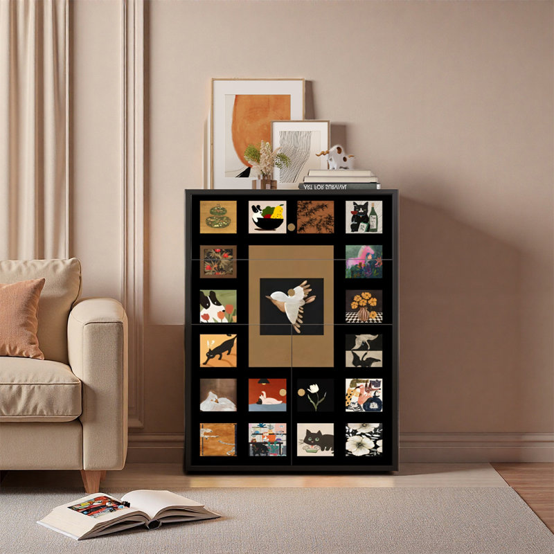 Modern Pine Wood Storage Cabinet