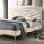 Mobilier de chambre beige très grand Eastern avec lit tête de lit rembourré et cadre doré-1526324885