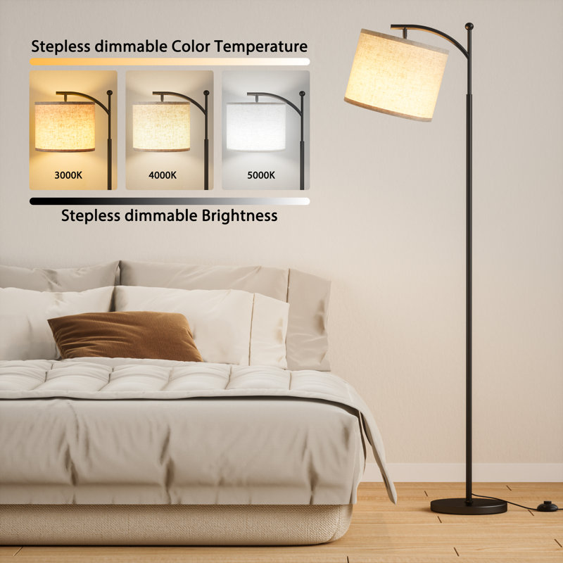 62'' Stepless Dimmable Arched Floor Lamp With Remote Control