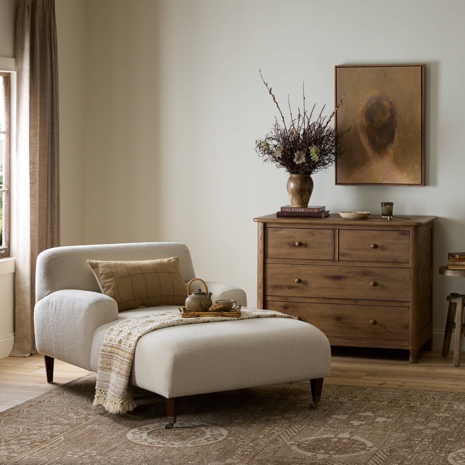 Kent Upholstered Chaise Lounge, Crete Sand Polypropylene/Olefin