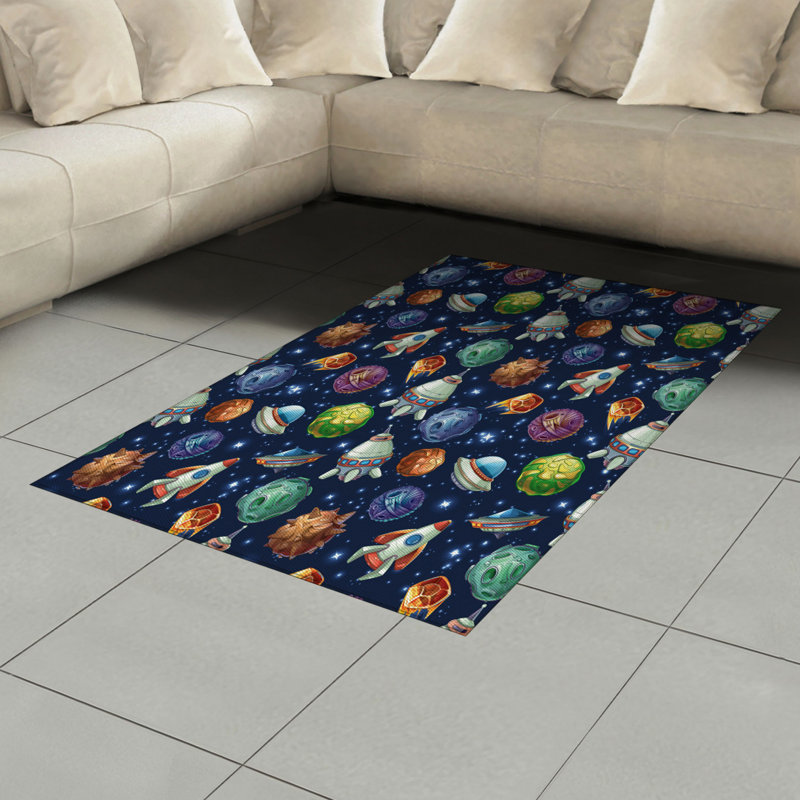 Tapis décoratif à haute densité en fibres de polyester à haute densité Space, Rectangle— 4 pi x 5 pi 8 po