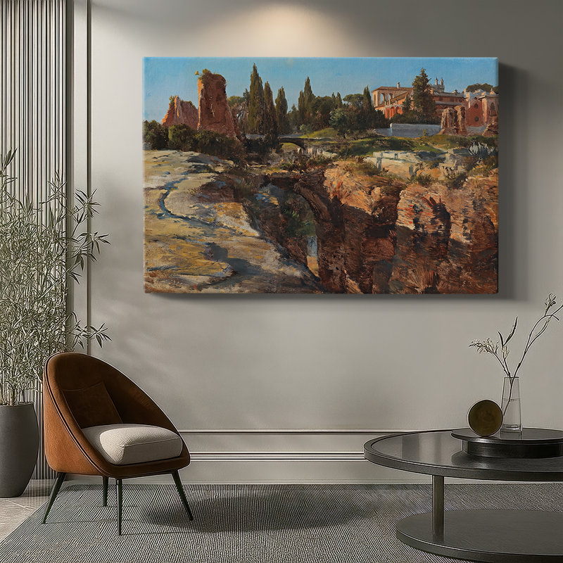 Edward Theodore Compton, "Ruines romaines" - Art mural sur toile tendue de qualité musée, 18 x 27