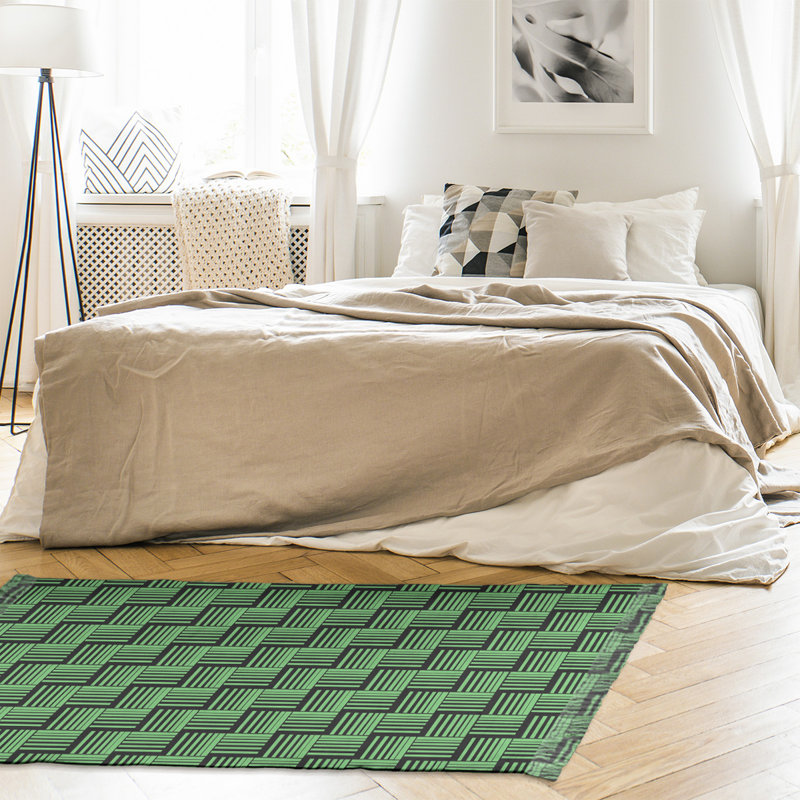 Tapis basketweave rayures vert/noir, Oui