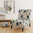 Ivory Coastal Elegance Floral Pattern - Upholstered Farmhouse Slipper Chair, Teal Accent Chair