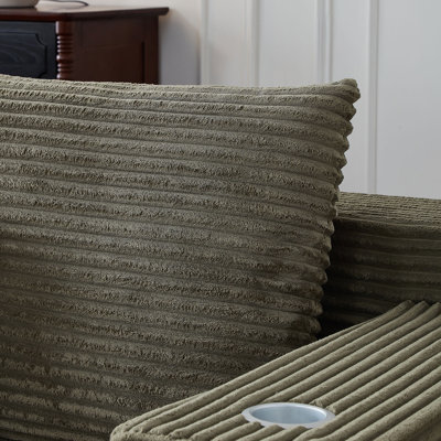 Canapé modulaire profond en velours côtelé avec porte-gobelets, aucun assemblage requis pour un confort et une flexibilité ultimes