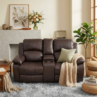 Fauteuil inclinable manuel moderne en cuir végétalien 68 po avec accoudoirs et dossier confortables