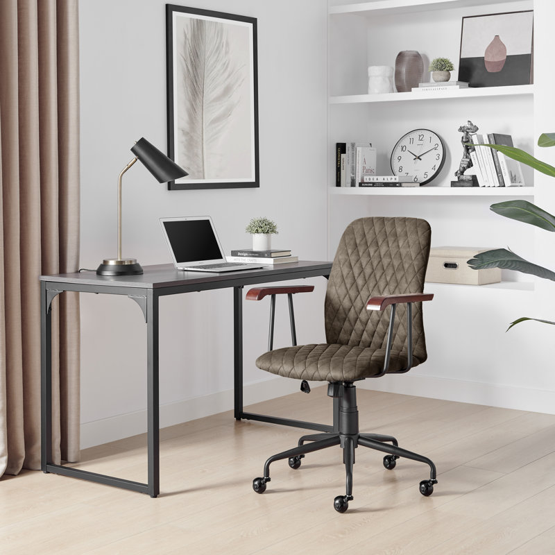 Annitra Luxury Wood and Faux Leather Executive Office Chair - Modern Design Home Office