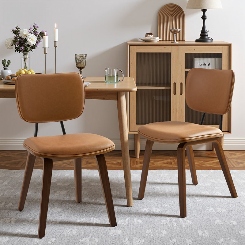 Ensemble de 2 chaises de salle à manger de style moderne Mid-Century de 18,9 po avec coussin de siège rembourré et dossier incurvé