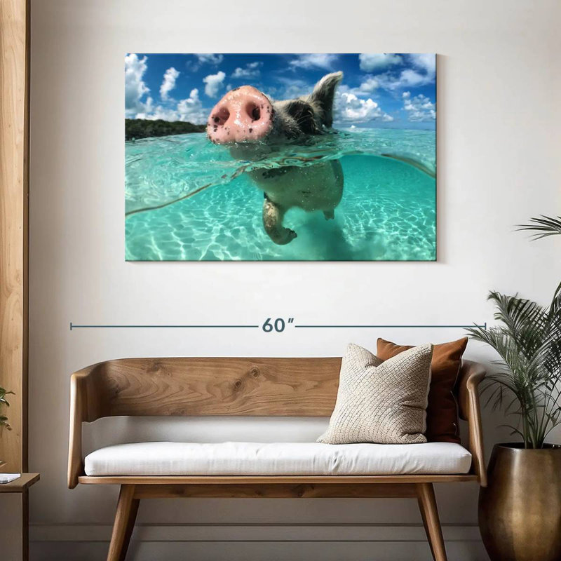 Brampt Swimming Pig, 30" H x 45" W