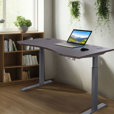 Bureau pour travailler assis-debout électrique incurvé et ergonomique de 30 po x 60 po avec deux moteurs PRO Series Kaylan