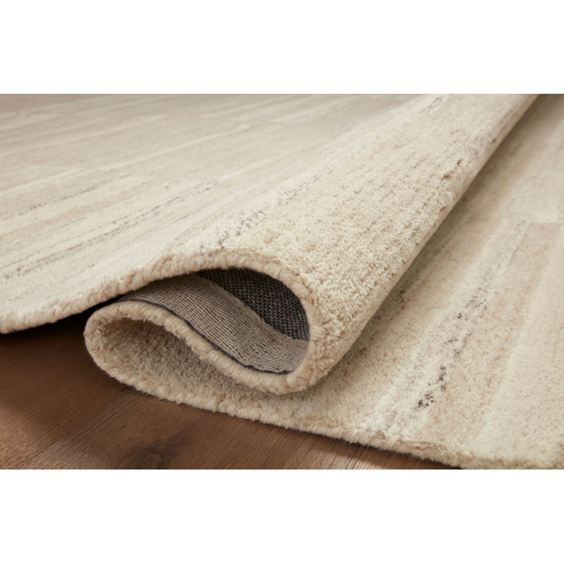 Ivory and Sand Hand-Tufted Wool Rectangular Rug 3'-6" x 5'-6"