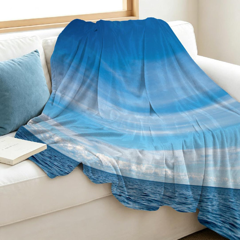Jeté en molleton bleu flanelle ultra doux, imprimé recto Sky Clouds, Throw 40" x 50"