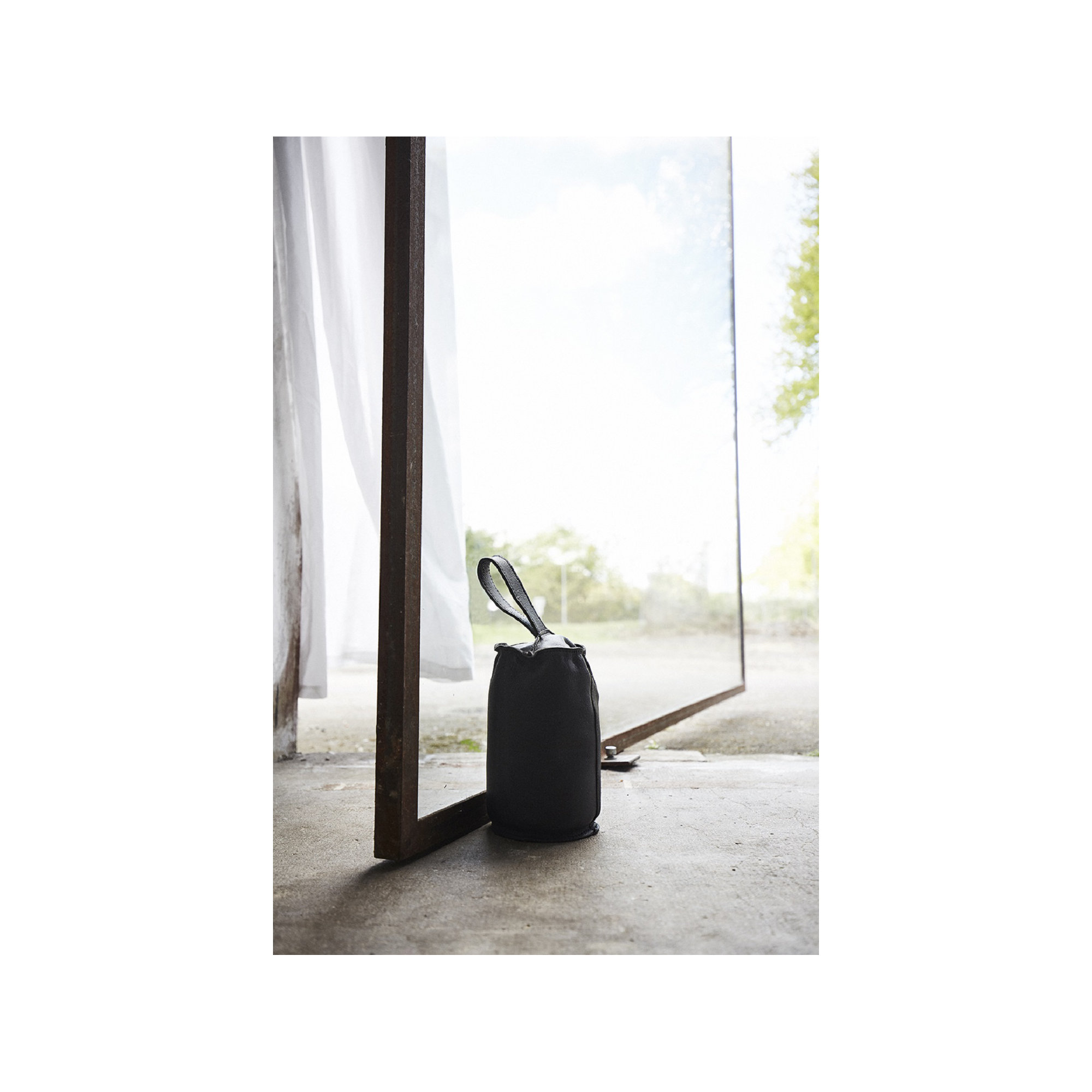 Tribune Fabric Weighted Floor Stop, Black