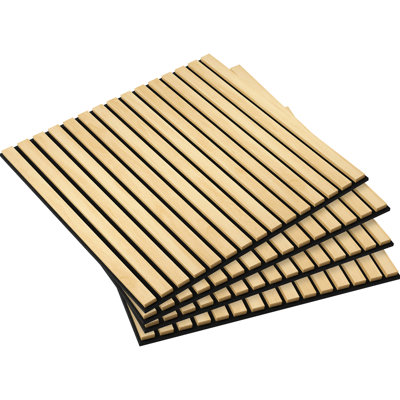 Ensemble de 4 panneaux muraux en chêne imitation bois de 24 po x 24 po insonorisant pour une expérience audio intérieure