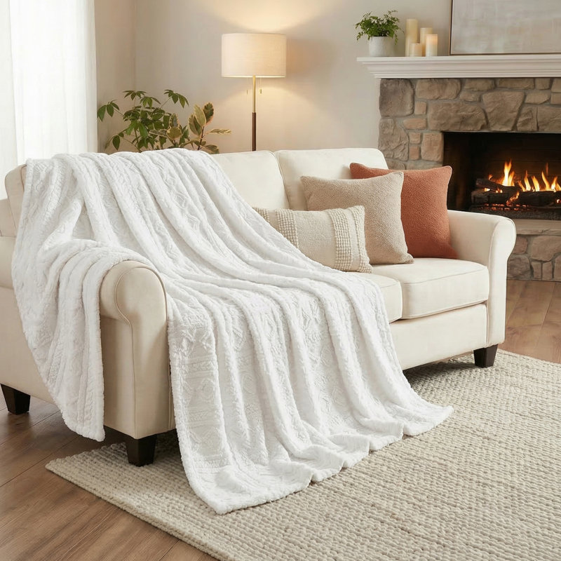Literie moelleuse Boho, Double/Grand, Blanc