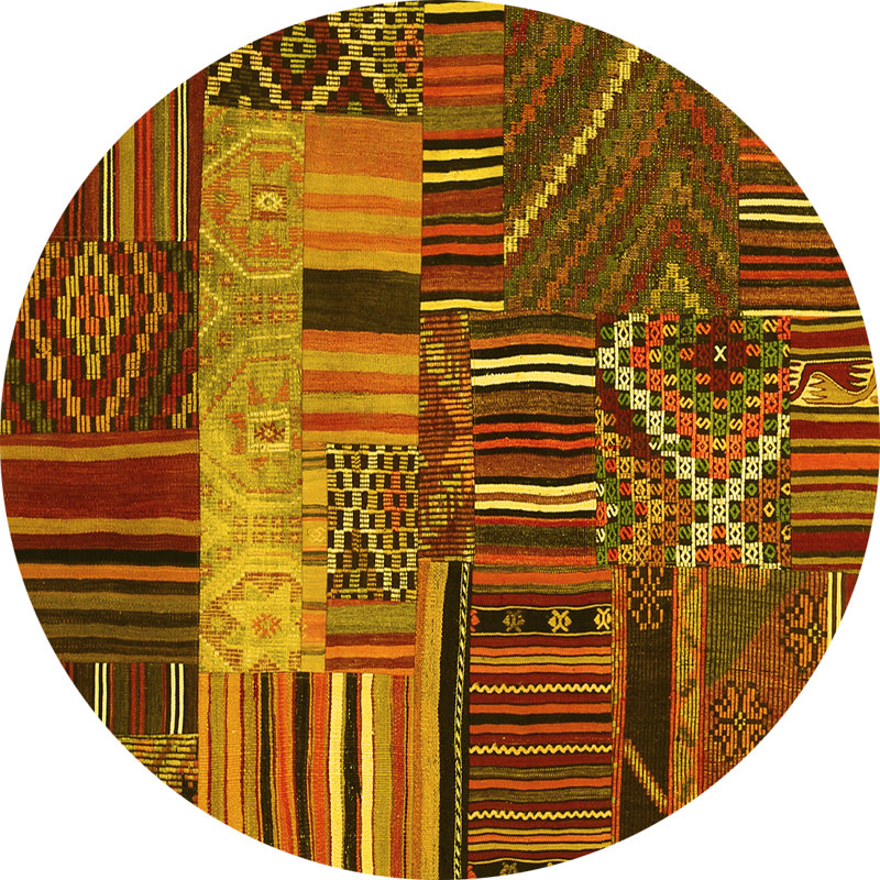 Iardella Performance Patchwork Indoor Rug, Round 3'