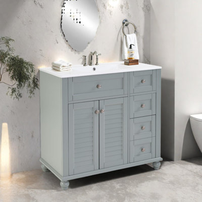 Meuble-lavabo avec lavabo en cÃ©ramique et tiroirs Ã  fermeture amortie