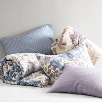 Blue Watercolor Floral Comforter For King Bed, 16" Mattress Fit, , Soft Microfiber, Machine Washable Sheets And Sheet , Print, , Depth,