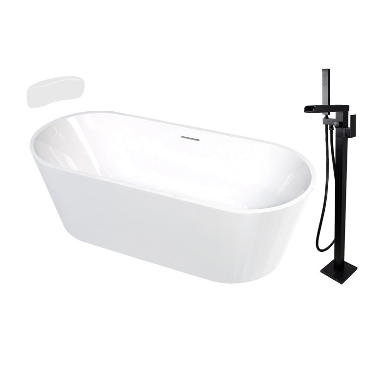 Transolid Freestanding Bathtub, In White, 23.25" H x 31.13" W x 66.88" D