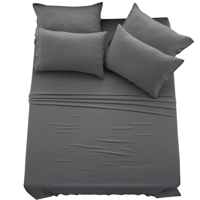 Lux Decor 6-Piece Ultra-Soft Microfiber Sheet Set Deep Pocket Fitted Sheet, Wrinkle & Fade-Resistant, Hotel Quality Bedding