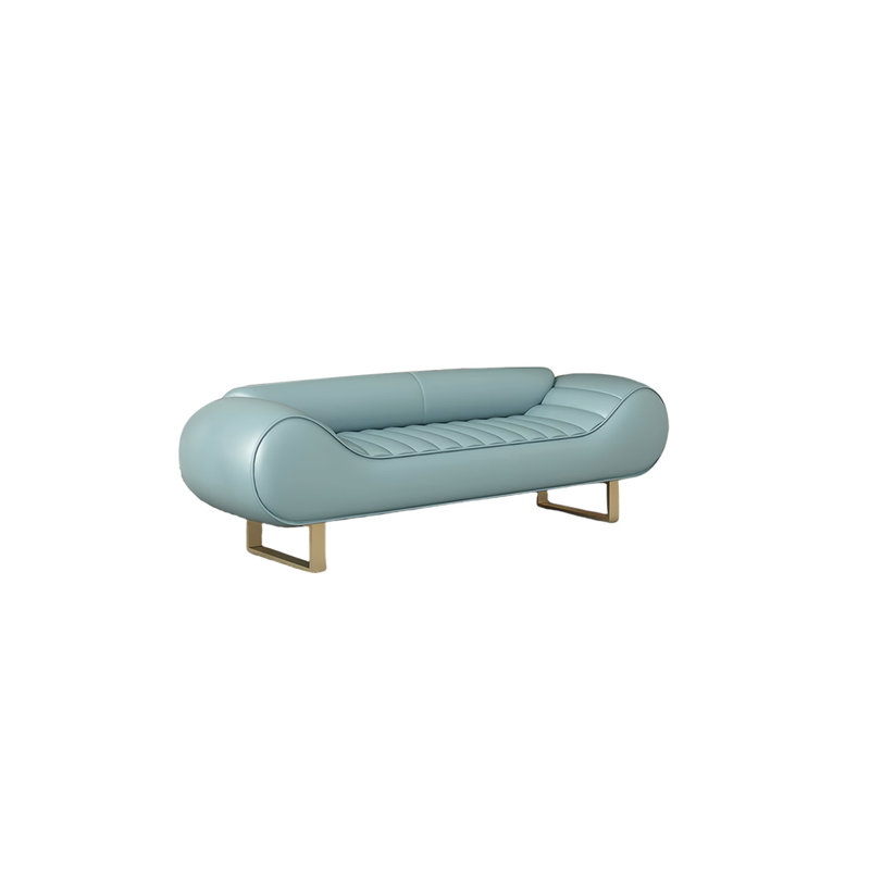 Banc rembourré en similicuir Eyvin, H 20,47 po x l 59,05 po x P 19,68 po, Bleu