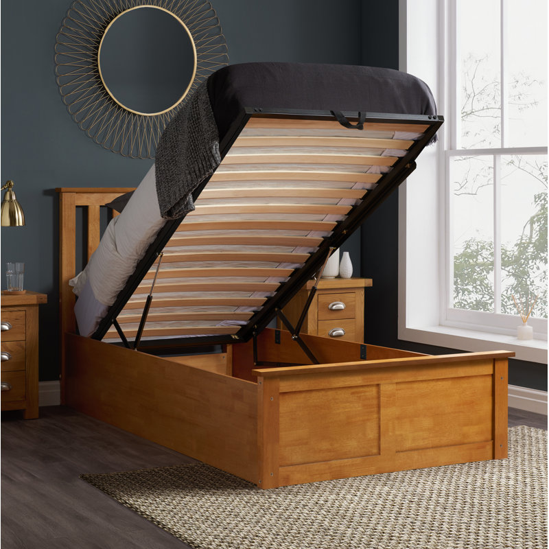 Verona Wooden Ottoman Bed, Oak, Single (3')