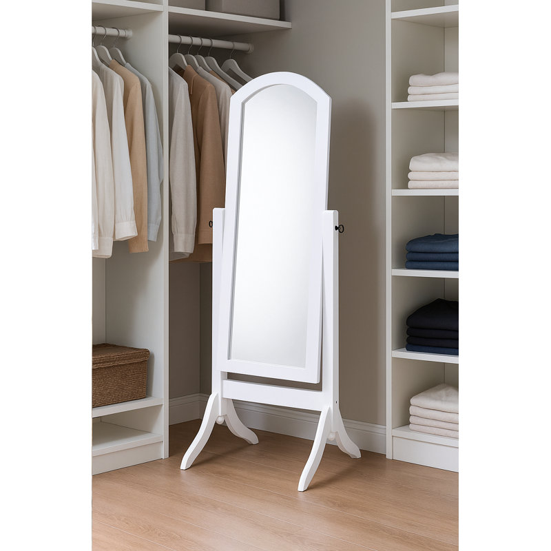 Arick Wood Floor Mirror, White