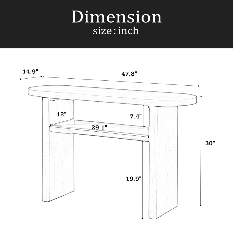 Elegant Minimalist Console Table With Rounded Edges And Sturdy Shelf Design For Entryway, Living Room, Navy