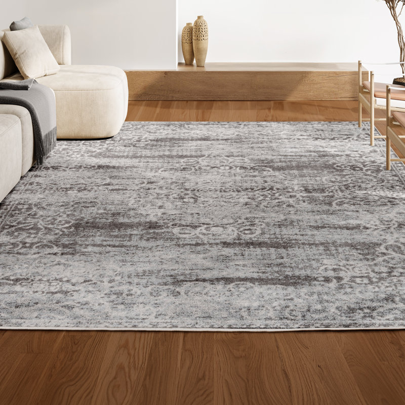 Tapis gris clair / crème Downham Filigree Medallion, Rectangulaire 3 pi x 5 pi