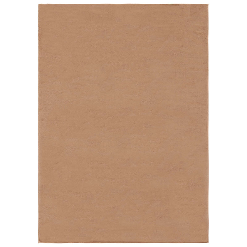 Faux Rabbit Fur Performance Machine Washable Solid Color Rug, Rectangle 3' x 5'