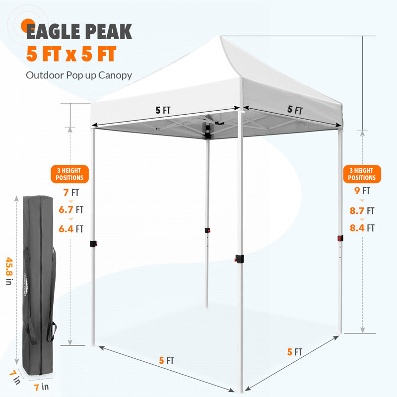 5x5 White Iron Frame Pop Up Canopy Tent