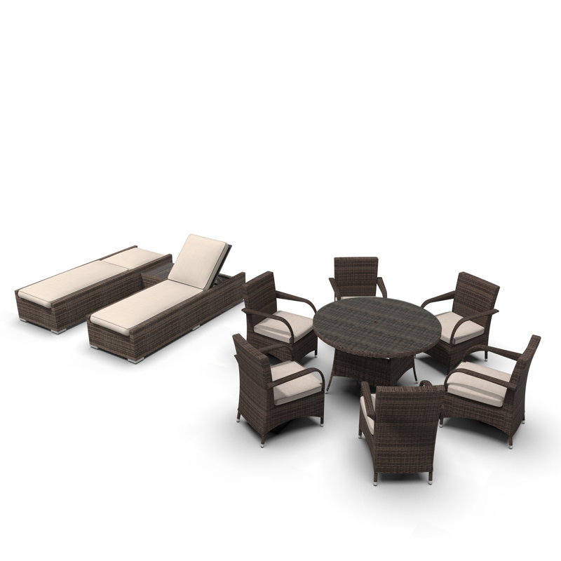 Ensemble de conversation en osier / rotin pour 8 personnes avec coussins Kersha