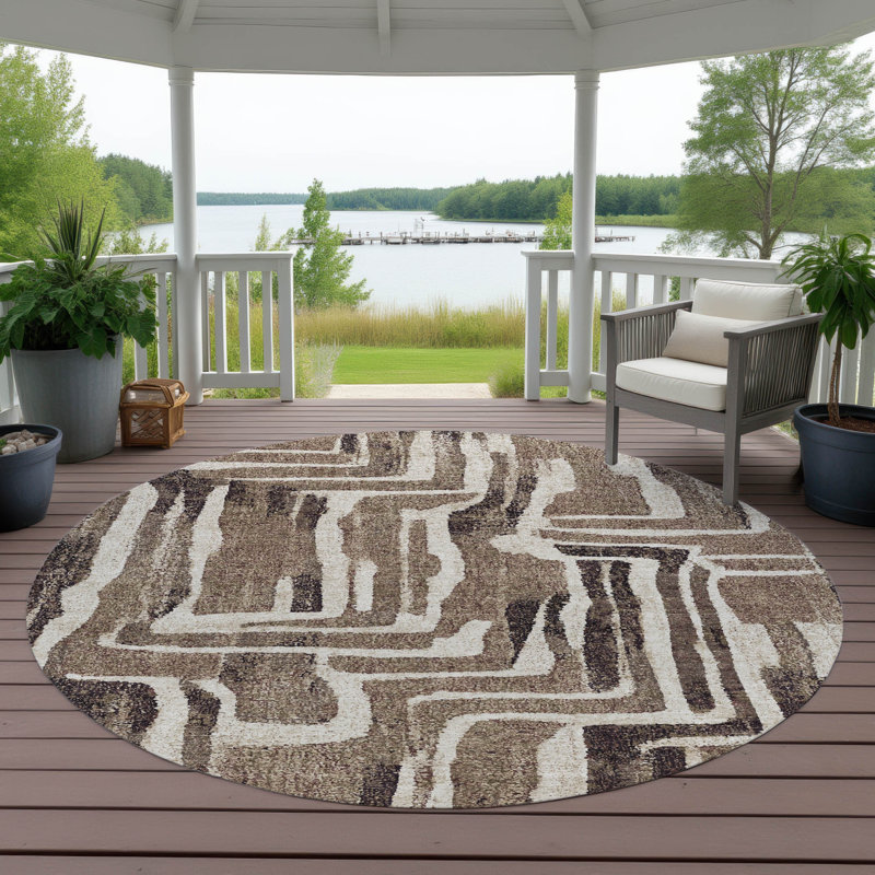 Tapis moderne intérieur / extérieur lavable à la machine ACN2902, 8' Round