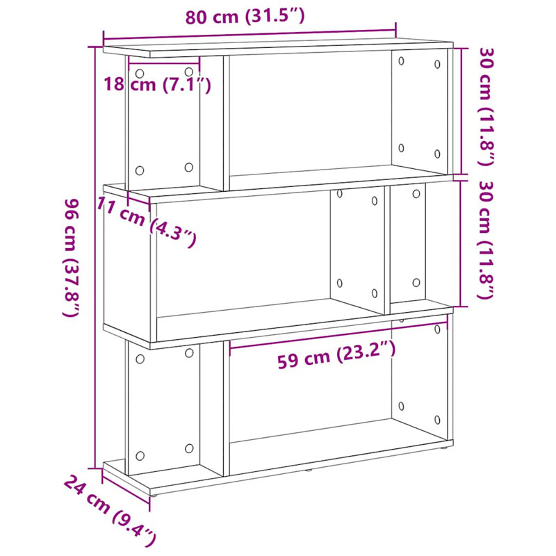Hawkes 96cm H x 80cm W Chipboard Standard Bookcase, Black Oak