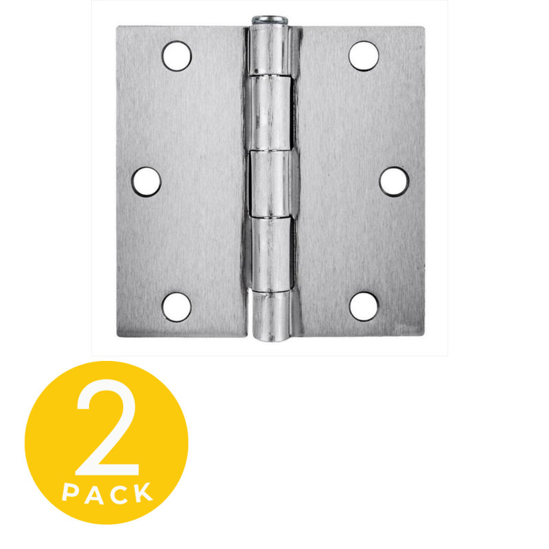 3.5 in. x 3.5 in. Full Mortise Residential Squared Hinge with Removable Pin - Pack of 2, Brushed Chrome
