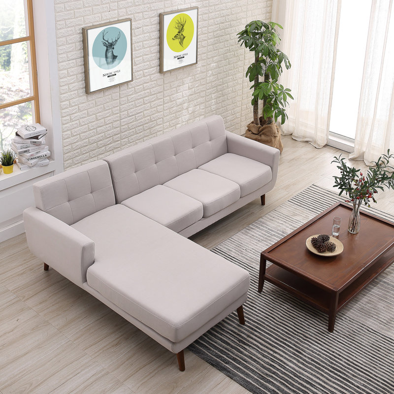 Barnet Upholstered L-Shaped Sectional, Beige/Tan, Left Hand Facing
