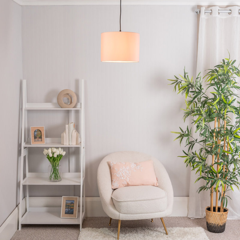 22cm H Blended Fabric Drum Pendant Shade, Pink