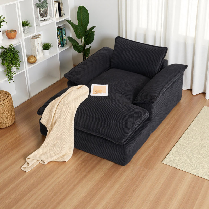 Canapé inclinable à compression avec accoudoirs pour la détente et le confort, Noir