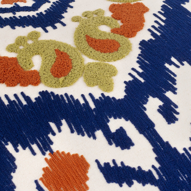 Henderson Ikat Square Cushion, Blue/Orange Ikat 