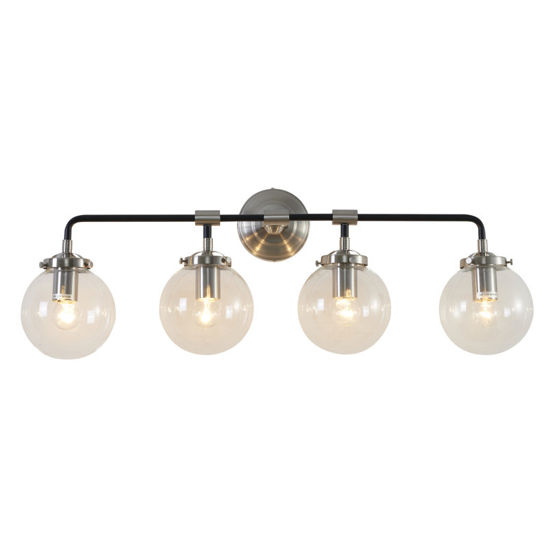 Lemley 4-Light Polished Nickel And Black Wall Sconce With Clear Glass Shades