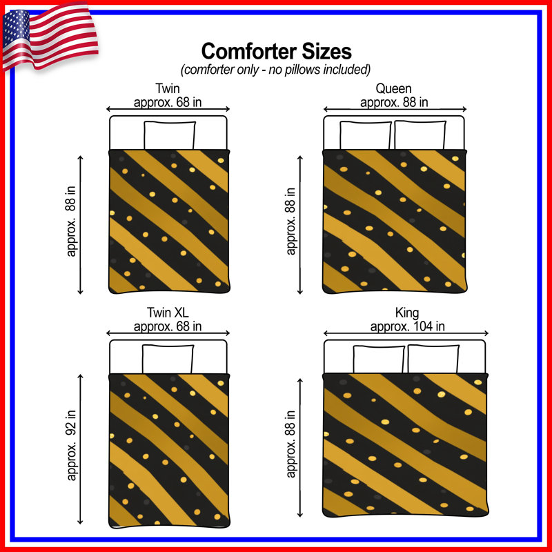 Gold Stripes Bedding Pattern Comforter Modern, Twin Extra Long