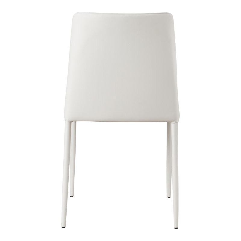 NORA PU DINING CHAIR WHITE-SET OF TWO, White Pebbled Faux Leather