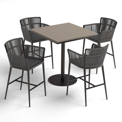 Nette And Travira Square 4 - Person 38" Long Powder Coated Aluminum Patio Dining Set