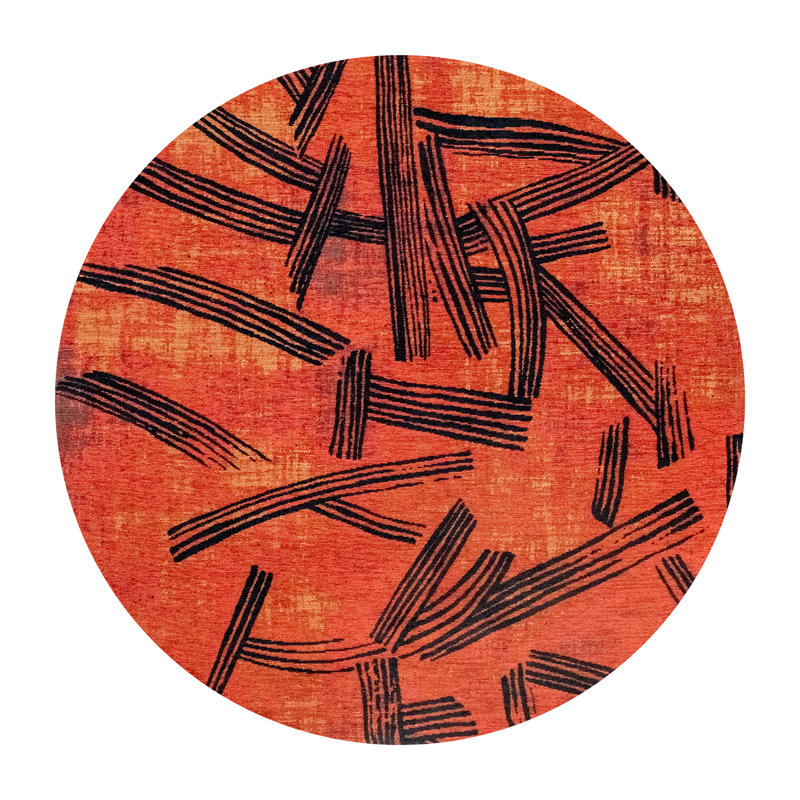 Meditation Kanji Ginger Chocolat Recycled P.E.T Area Rug, Square 140 cm