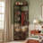 Space-Saving Corner Freestanding Hall Tree Coat Rack, Spacious Storage Shelves & Removable Durable Hooks, Anti-Tip Design Fits Entryway-1262767578
