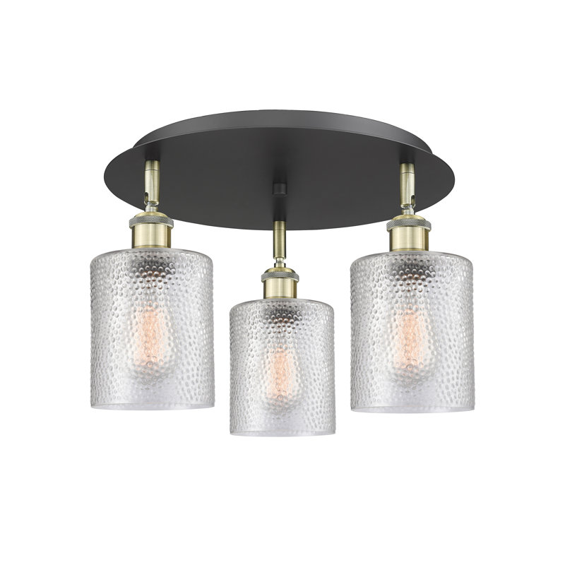 Dublin Glass Semi Flush Mount, Clear, Black Antique Brass