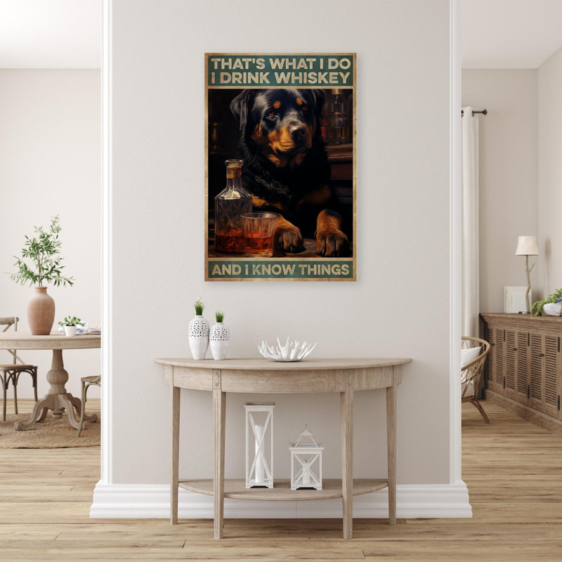 «Dog I Drink Whiskey» sur toile, H 36 po x l 24 po x P 1,25 po