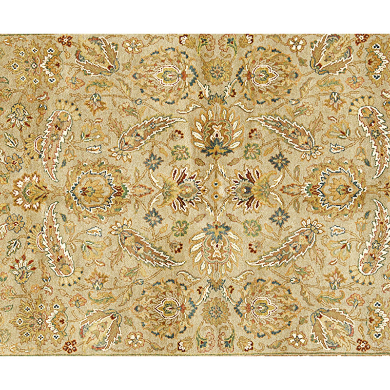 High-Quality Hand-Knotted Taupe And Cream Area Rug